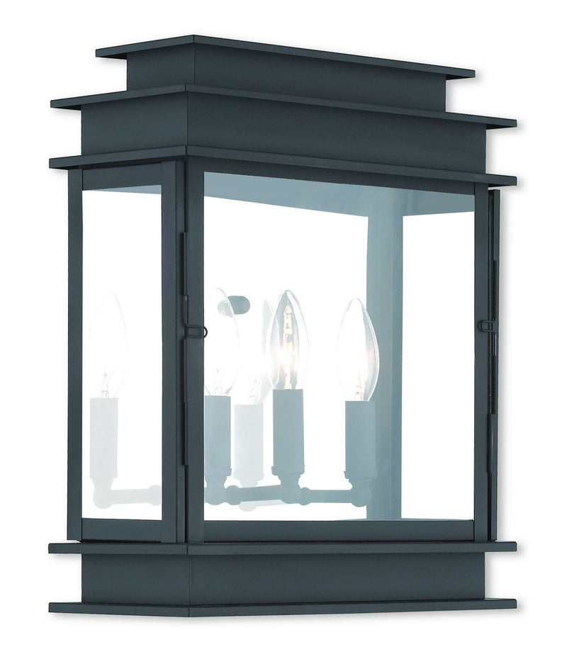 Livex Lighting 20204-04 Three Light Outdoor Wall Lantern, Black w/ Polished Chrome Stainless Steel