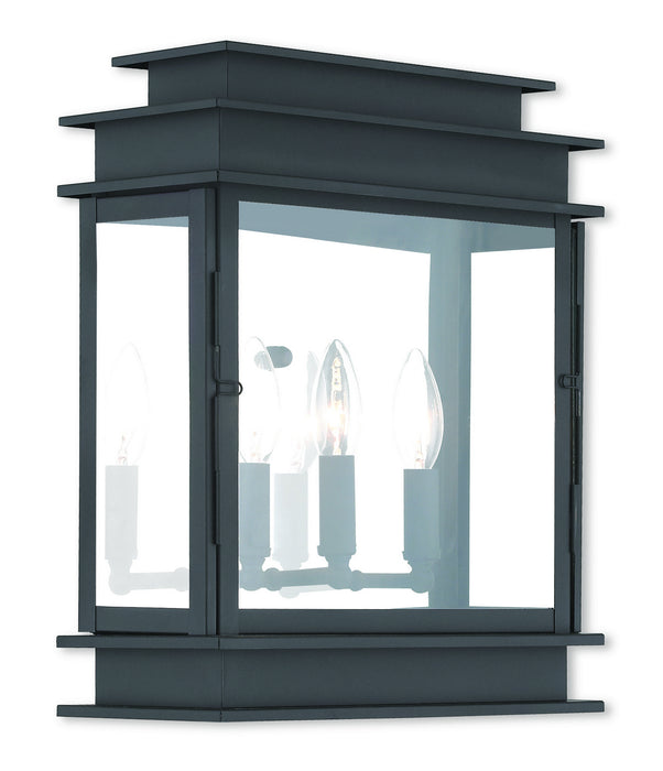 Livex Lighting 20204-04 Three Light Outdoor Wall Lantern, Black w/ Polished Chrome Stainless Steel