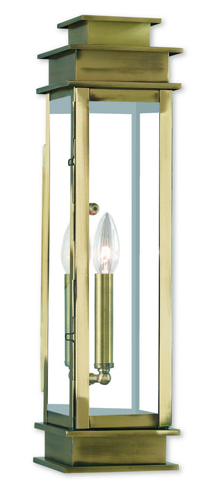 Livex Lighting 20207-01 One Light Outdoor Wall Lantern, Antique Brass w/ Polished Chrome Stainless Steel