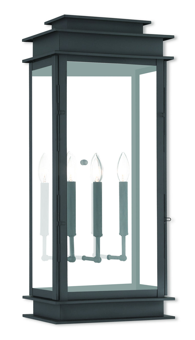 Livex Lighting 20208-04 Three Light Outdoor Wall Lantern, Black w/ Polished Chrome Stainless Steel