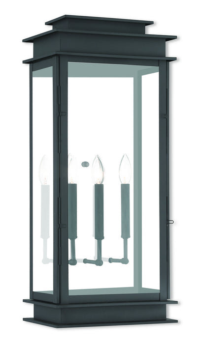 Livex Lighting 20208-04 Three Light Outdoor Wall Lantern, Black w/ Polished Chrome Stainless Steel
