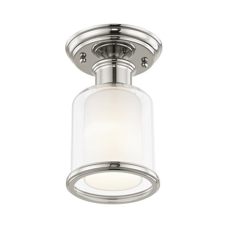 Livex Lighting 40200-35 One Light Ceiling Mount, Polished Nickel