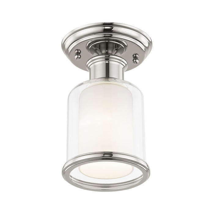 Livex Lighting 40200-35 One Light Ceiling Mount, Polished Nickel