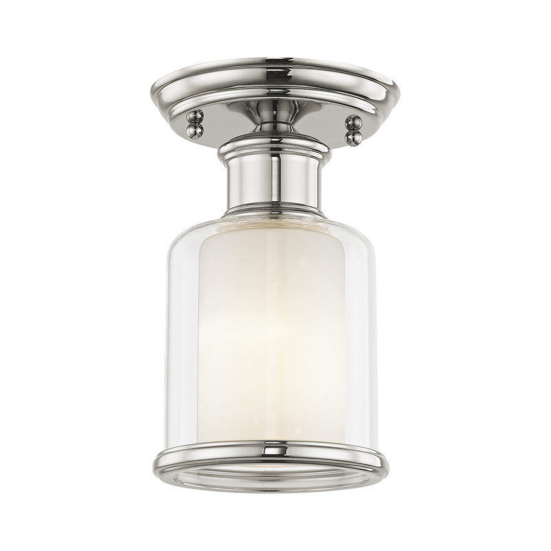 Livex Lighting 40200-35 One Light Ceiling Mount, Polished Nickel