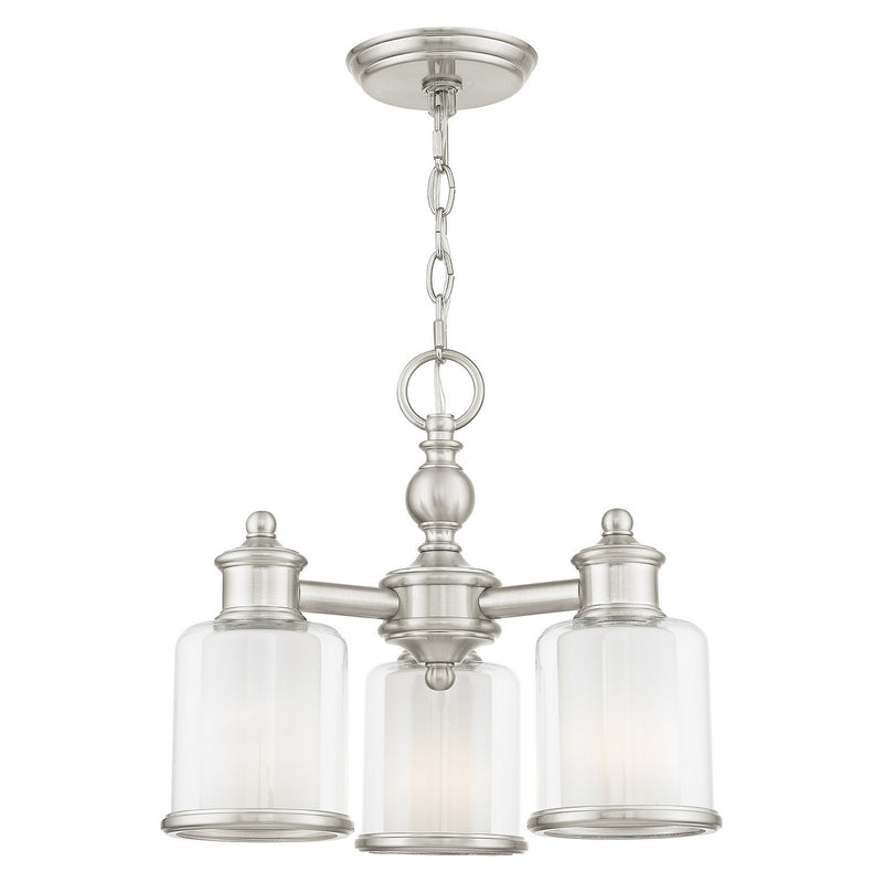 Livex Lighting 40203-91 Three Light Mini Chandelier/Ceiling Mount, Brushed Nickel