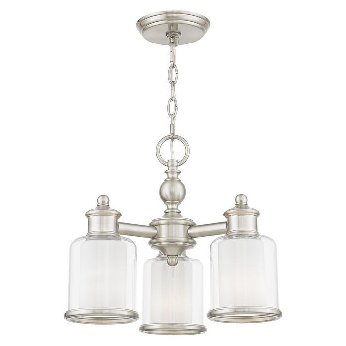 Livex Lighting 40203-91 Three Light Mini Chandelier/Ceiling Mount, Brushed Nickel