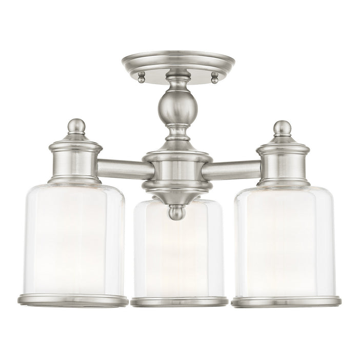 Livex Lighting 40203-91 Three Light Mini Chandelier/Ceiling Mount, Brushed Nickel