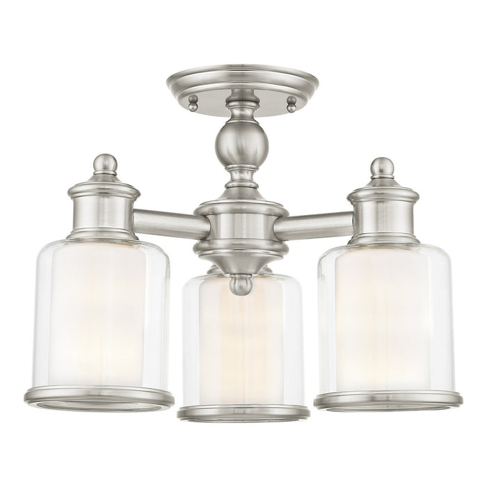 Livex Lighting 40203-91 Three Light Mini Chandelier/Ceiling Mount, Brushed Nickel