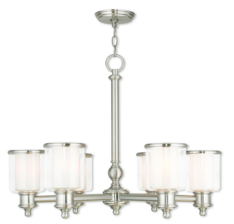Livex Lighting 40206-91 Six Light Chandelier, Brushed Nickel