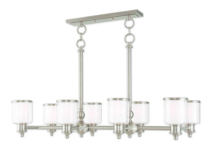 Livex Lighting 40208-91 Eight Light Linear Chandelier, Brushed Nickel