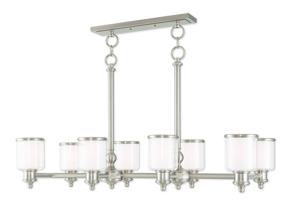 Livex Lighting 40208-91 Eight Light Linear Chandelier, Brushed Nickel