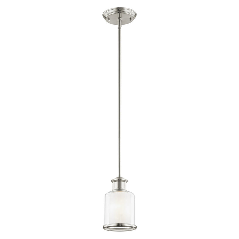 Livex Lighting 40210-91 One Light Mini Pendant, Brushed Nickel