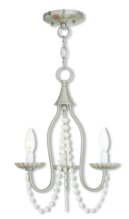Livex Lighting 40793-91 Three Light Mini Chandelier, Brushed Nickel