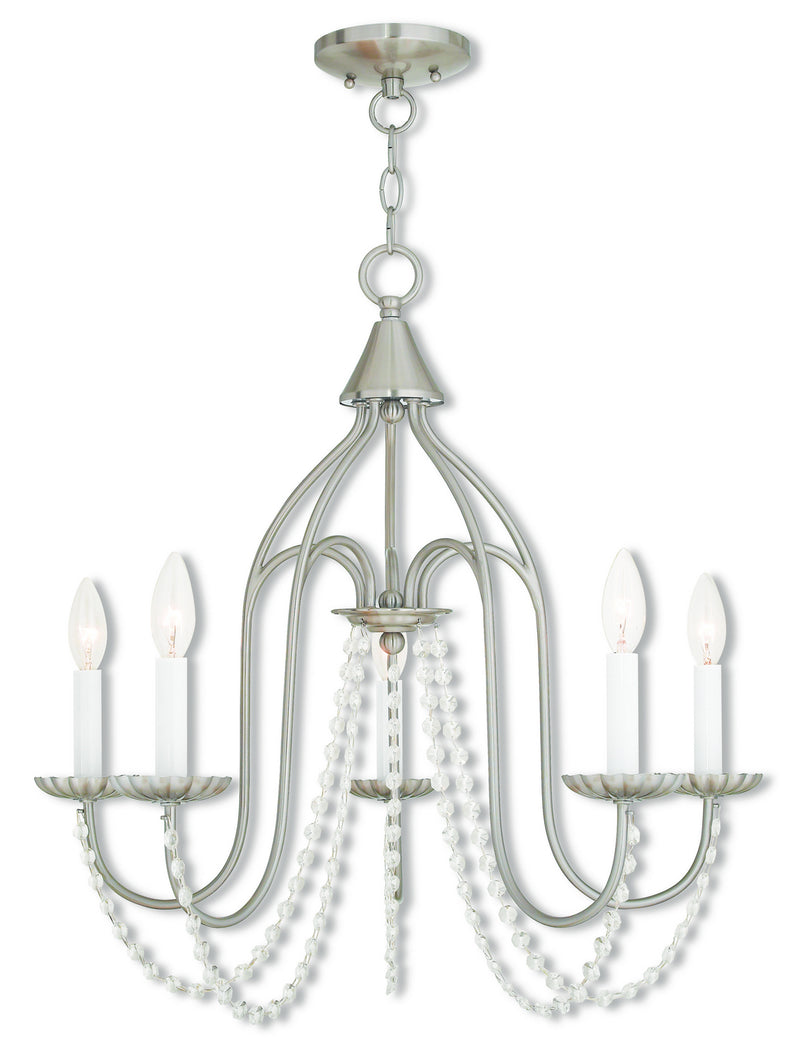 Livex Lighting 40795-91 Five Light Chandelier, Brushed Nickel