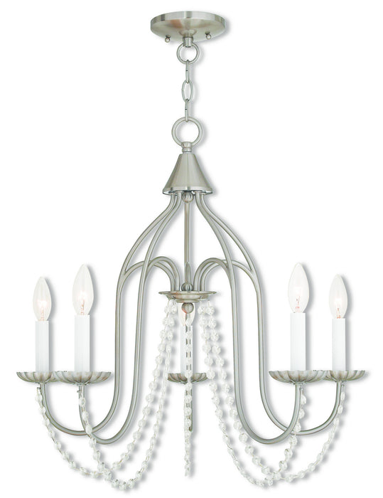 Livex Lighting 40795-91 Five Light Chandelier, Brushed Nickel