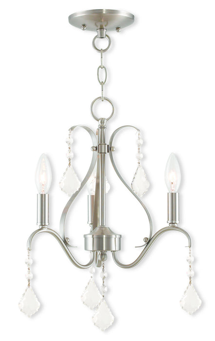 Livex Lighting 40843-91 Three Light Mini Chandelier, Brushed Nickel