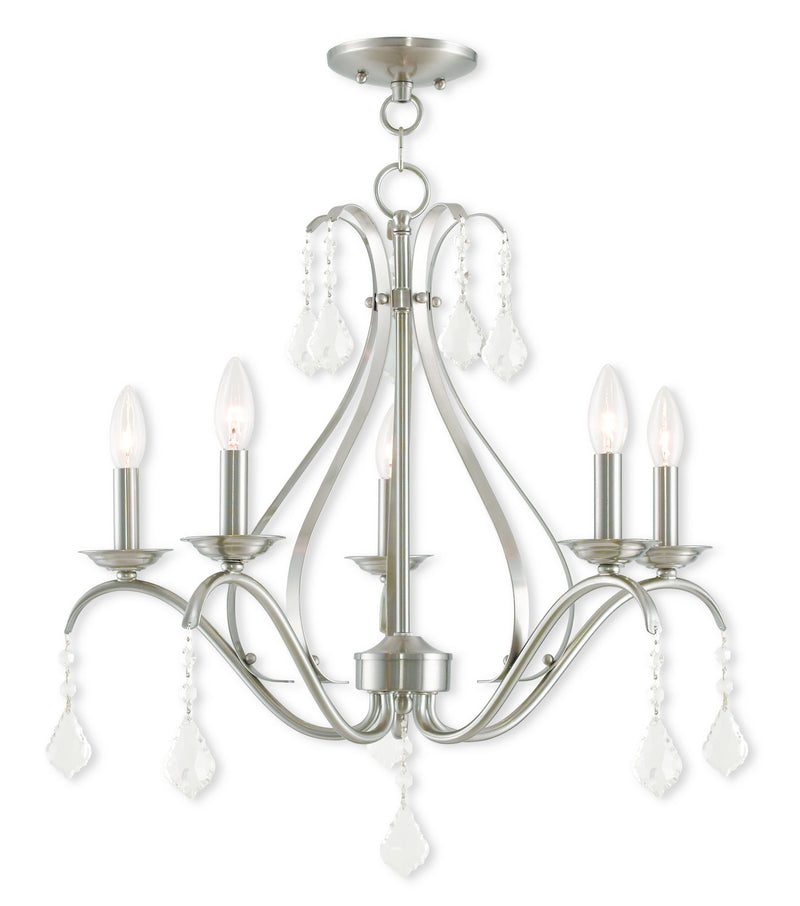 Livex Lighting 40845-91 Five Light Chandelier, Brushed Nickel