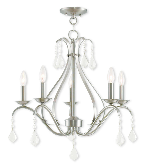 Livex Lighting 40845-91 Five Light Chandelier, Brushed Nickel