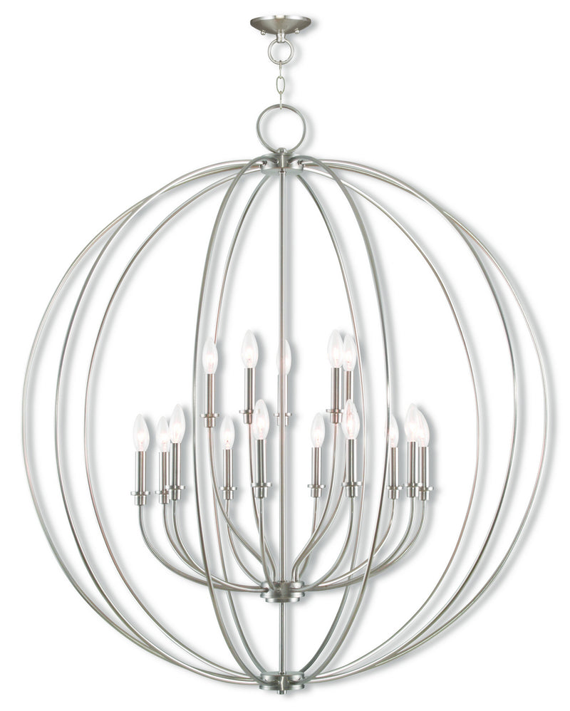 Livex Lighting 46690-91 15 Light Foyer Chandelier, Brushed Nickel