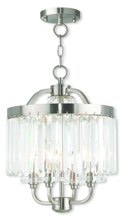 Livex Lighting 50543-91 Four Light Mini Chandelier/Ceiling Mount, Brushed Nickel