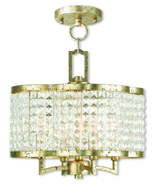 Livex Lighting 50574-28 Four Light Mini Chandelier/Ceiling Mount, Hand Applied Winter Gold