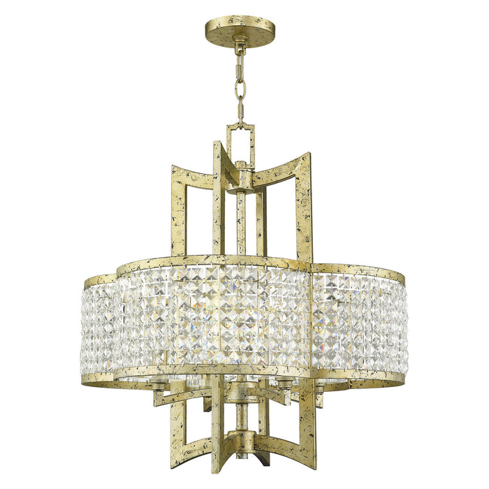 Livex Lighting 50575-28 Four Light Chandelier, Hand Applied Winter Gold
