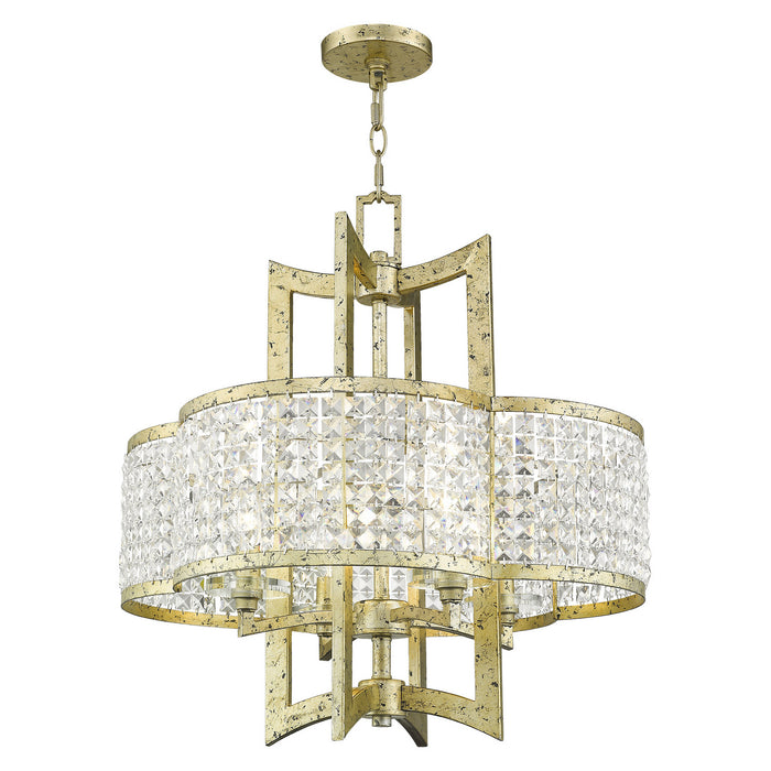Livex Lighting 50575-28 Four Light Chandelier, Hand Applied Winter Gold