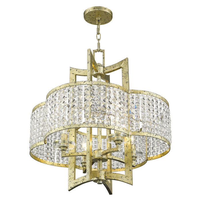 Livex Lighting 50575-28 Four Light Chandelier, Hand Applied Winter Gold