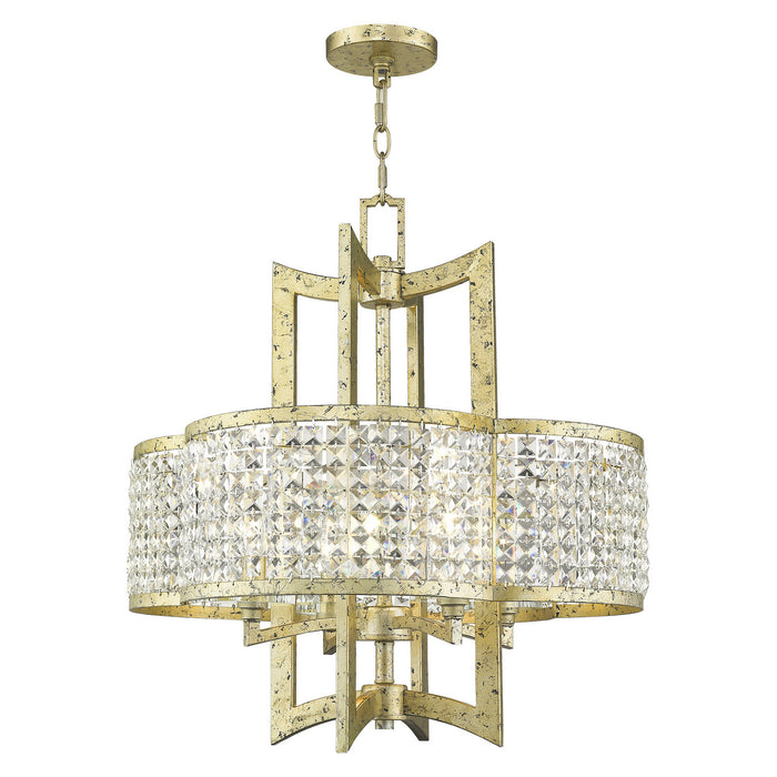 Livex Lighting 50575-28 Four Light Chandelier, Hand Applied Winter Gold