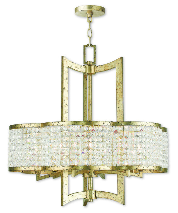Livex Lighting 50576-28 Six Light Chandelier, Hand Applied Winter Gold