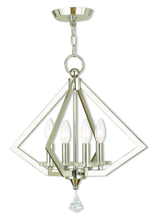 Livex Lighting 50664-35 Four Light Mini Chandelier, Polished Nickel