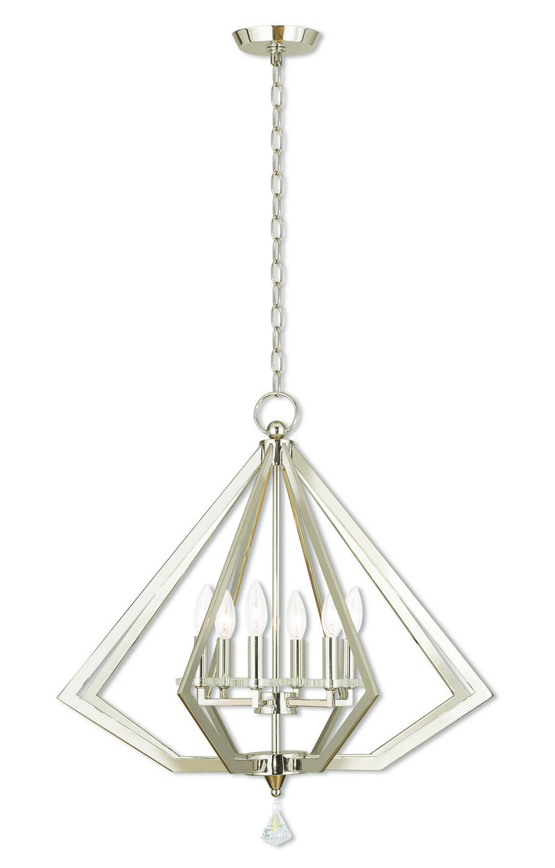 Livex Lighting 50666-35 Six Light Chandelier, Polished Nickel