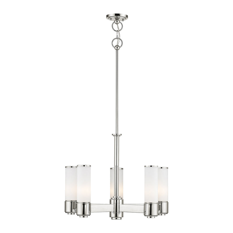 Livex Lighting 52105-35 Six Light Chandelier, Polished Nickel