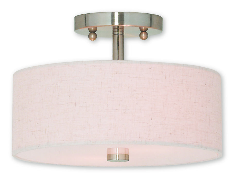 Livex Lighting 52133-91 Two Light Ceiling Mount, Brushed Nickel