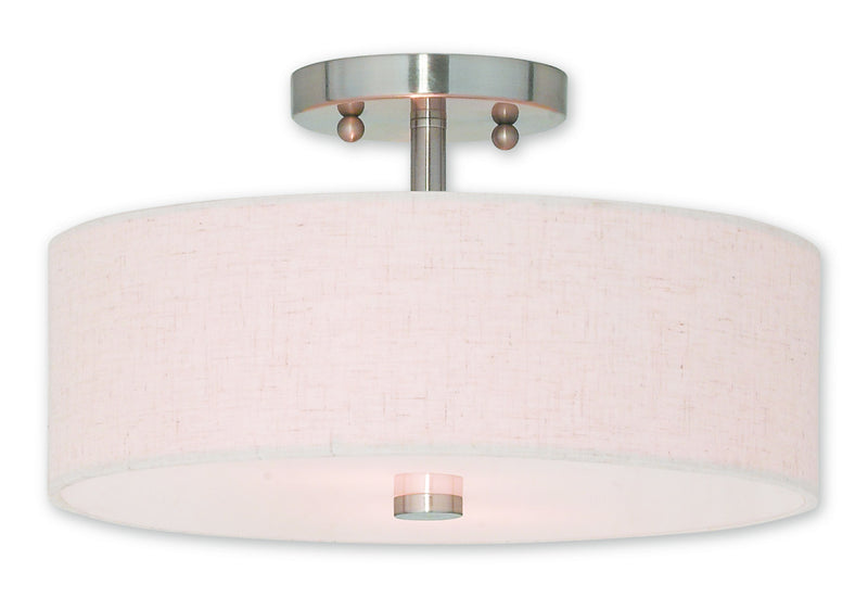 Livex Lighting 52134-91 Two Light Ceiling Mount, Brushed Nickel