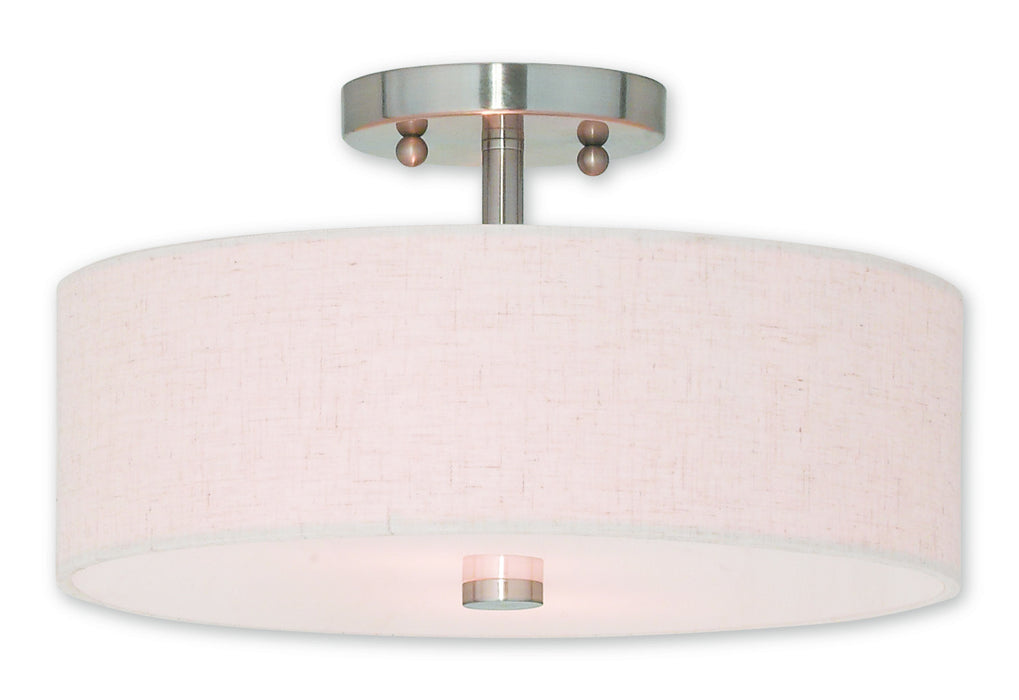Livex Lighting 52134-91 Two Light Ceiling Mount, Brushed Nickel