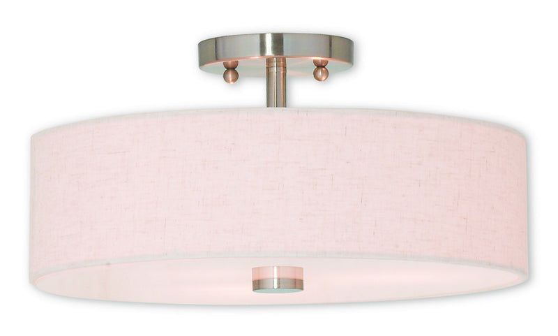 Livex Lighting 52135-91 Three Light Ceiling Mount, Brushed Nickel