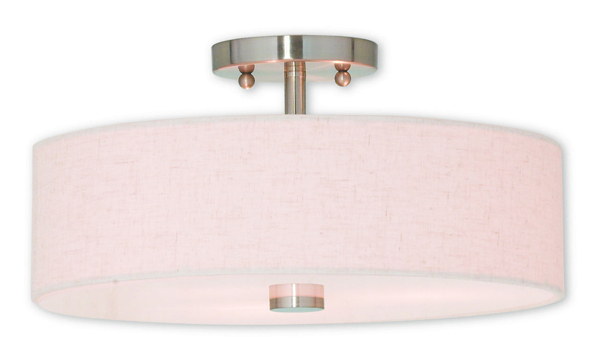 Livex Lighting 52135-91 Three Light Ceiling Mount, Brushed Nickel