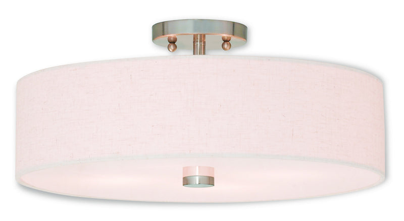 Livex Lighting 52136-91 Four Light Ceiling Mount, Brushed Nickel