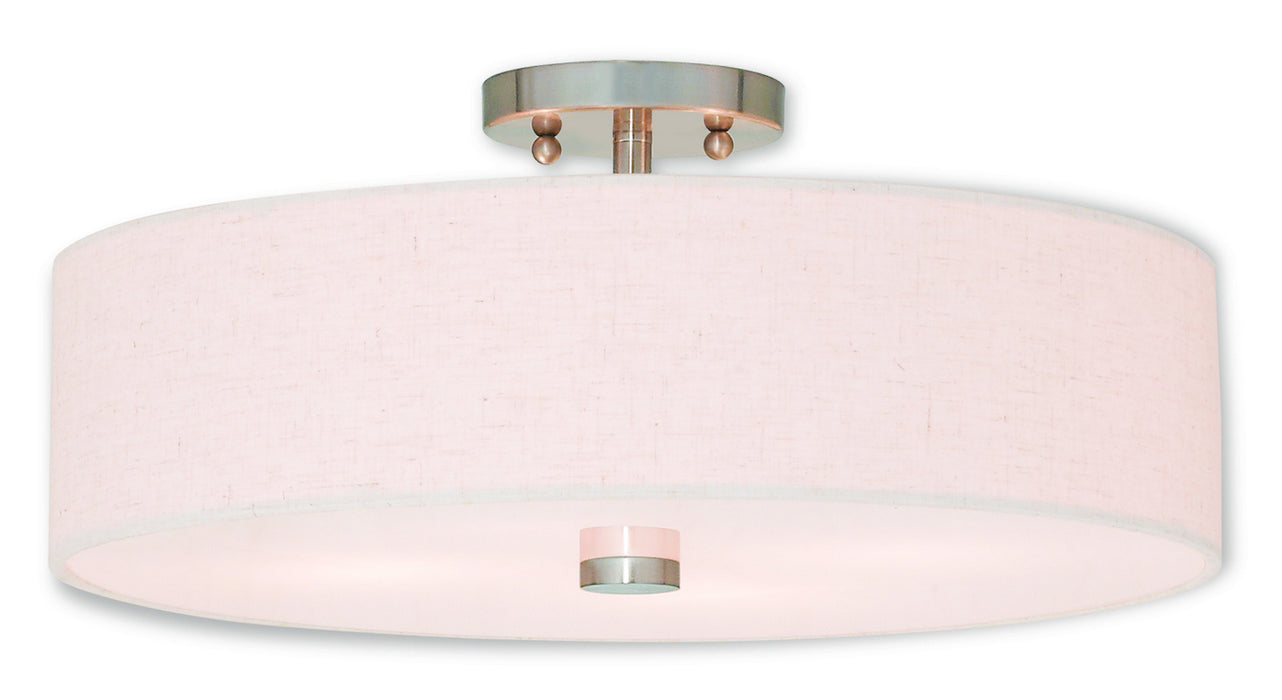 Livex Lighting 52136-91 Four Light Ceiling Mount, Brushed Nickel