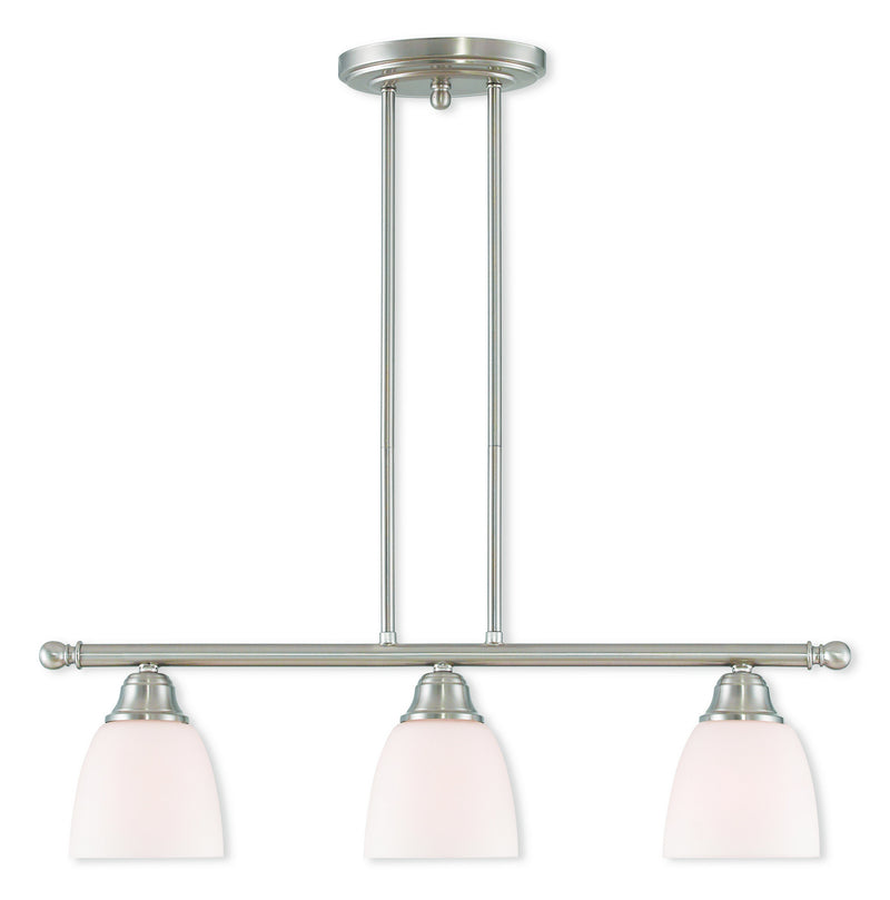 Livex Lighting 53854-91 Three Light Linear Chandelier, Brushed Nickel
