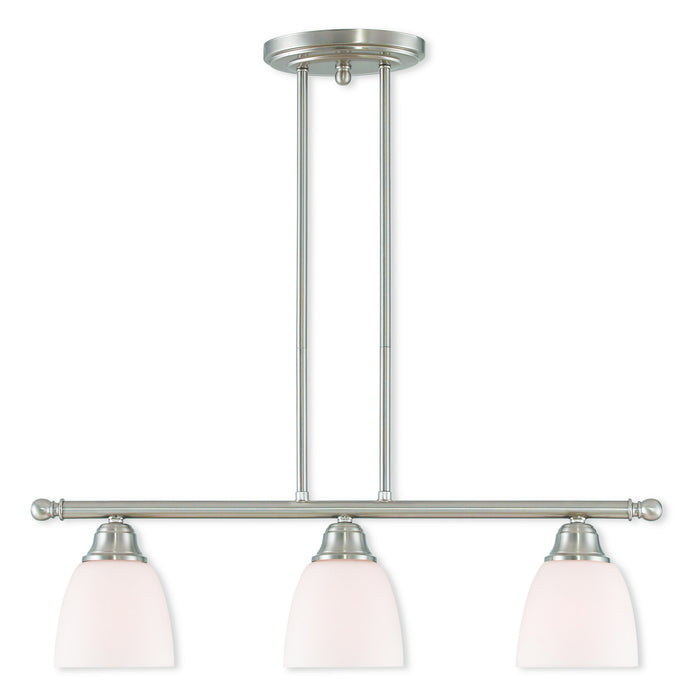 Livex Lighting 53854-91 Three Light Linear Chandelier, Brushed Nickel