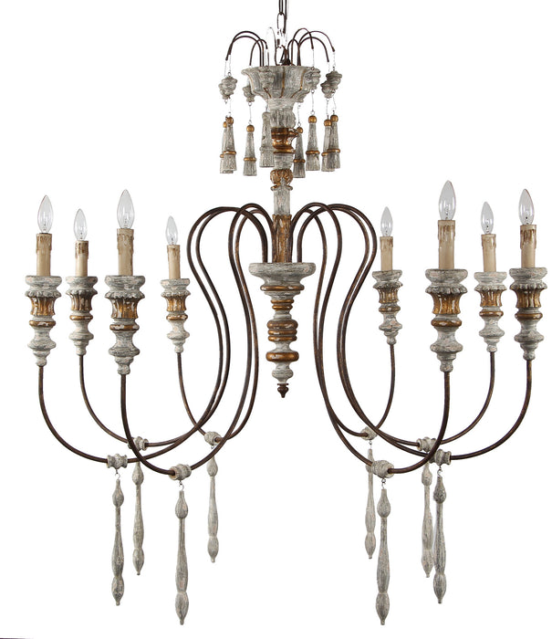 Terracotta Designs CHAN8036-8 Eight Light Chandelier, Chopped Gray w/Antique Gold Accent