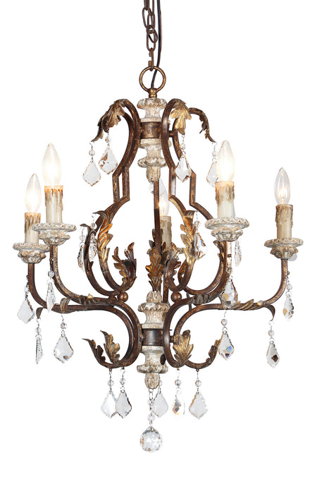 Terracotta Designs CHAN8136-5 Five Light Chandelier, Iron & Crystal