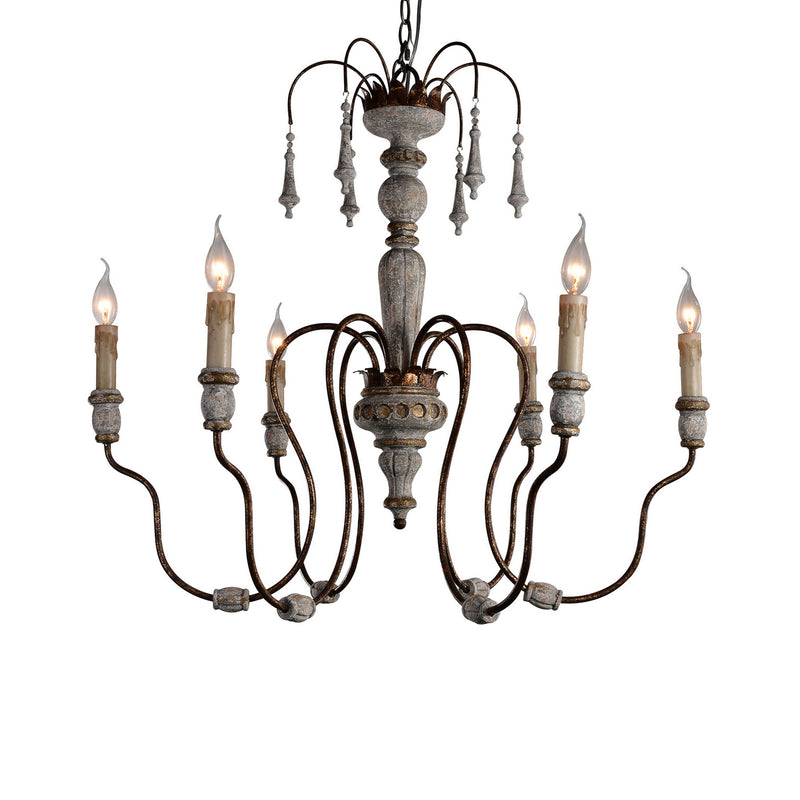 Terracotta Designs H5104-6 Six Light Chandelier, French White w/Gold Accent
