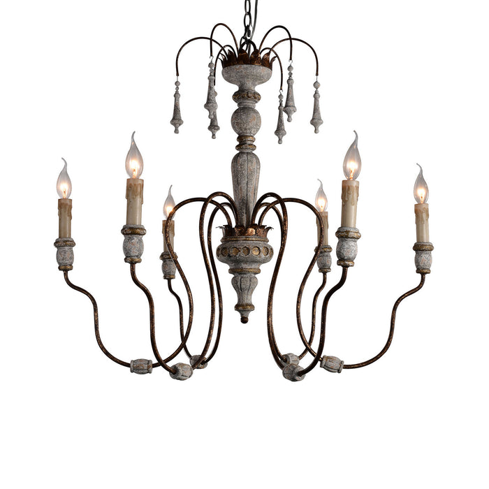 Terracotta Designs H5104-6 Six Light Chandelier, French White w/Gold Accent