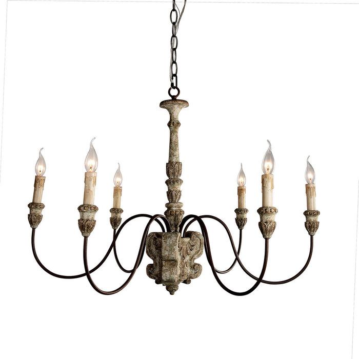 Terracotta Designs H5107-6 Six Light Chandelier, Rustic Bronze w/Gold Accent