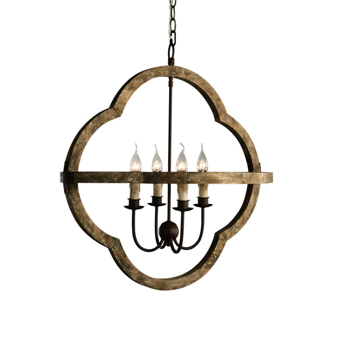 Terracotta Designs H5117-4 Four Light Chandelier, Aged Natural Wood