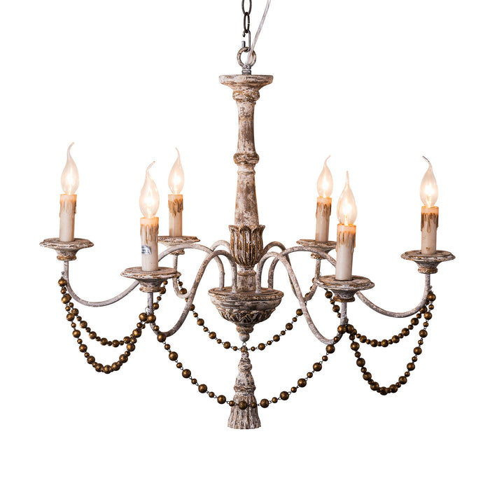 Terracotta Designs H6104-6 Six Light Chandelier, Washed White