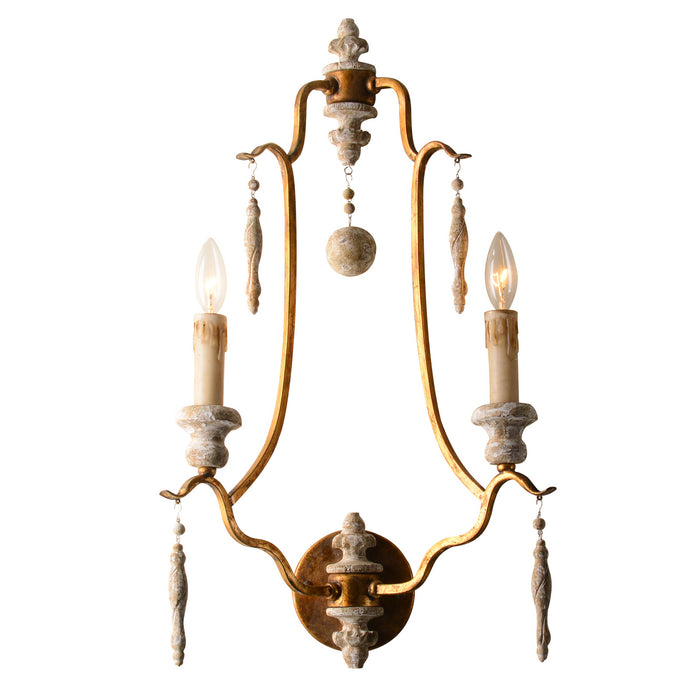 Terracotta Designs W5114-2GD Two Light Wall Sconce, Antique Gold